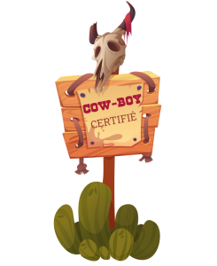 Panneau western avec inscription cow-boy certifié et crâne de bison décoratif pour chasse au trésor Far West